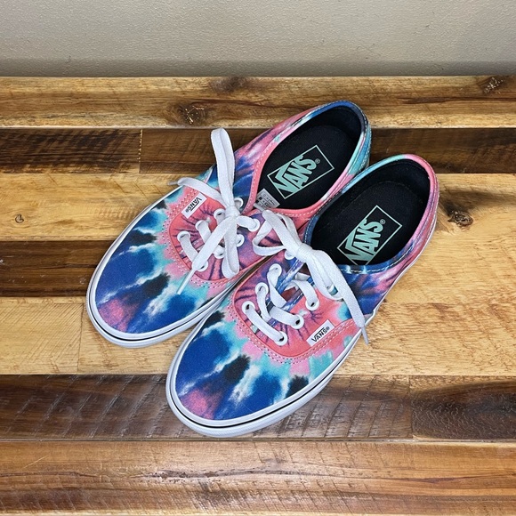 Vans Pink & Blue Tie Dye Authentic Multi & True White Women’s Canvas Shoes US 7 - Picture 3 of 11